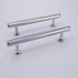 Chrome Solid Brass Knurled 5” Brass Pulls Knurled Cabinet Handles - NEW